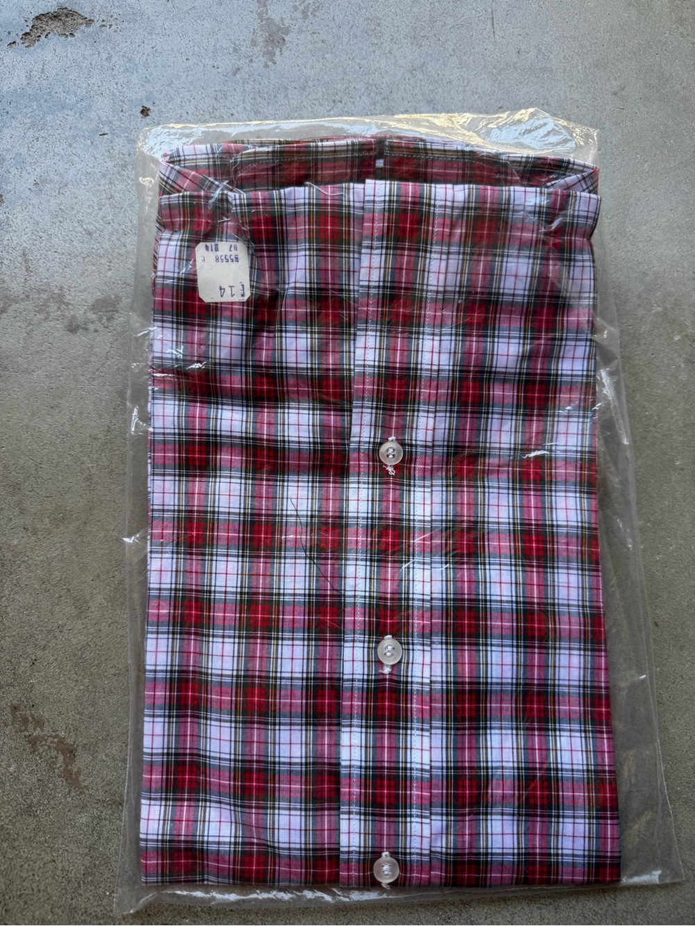 VTG LL Bean dead stock red plaid shirt size 14 - Picture 2 of 3